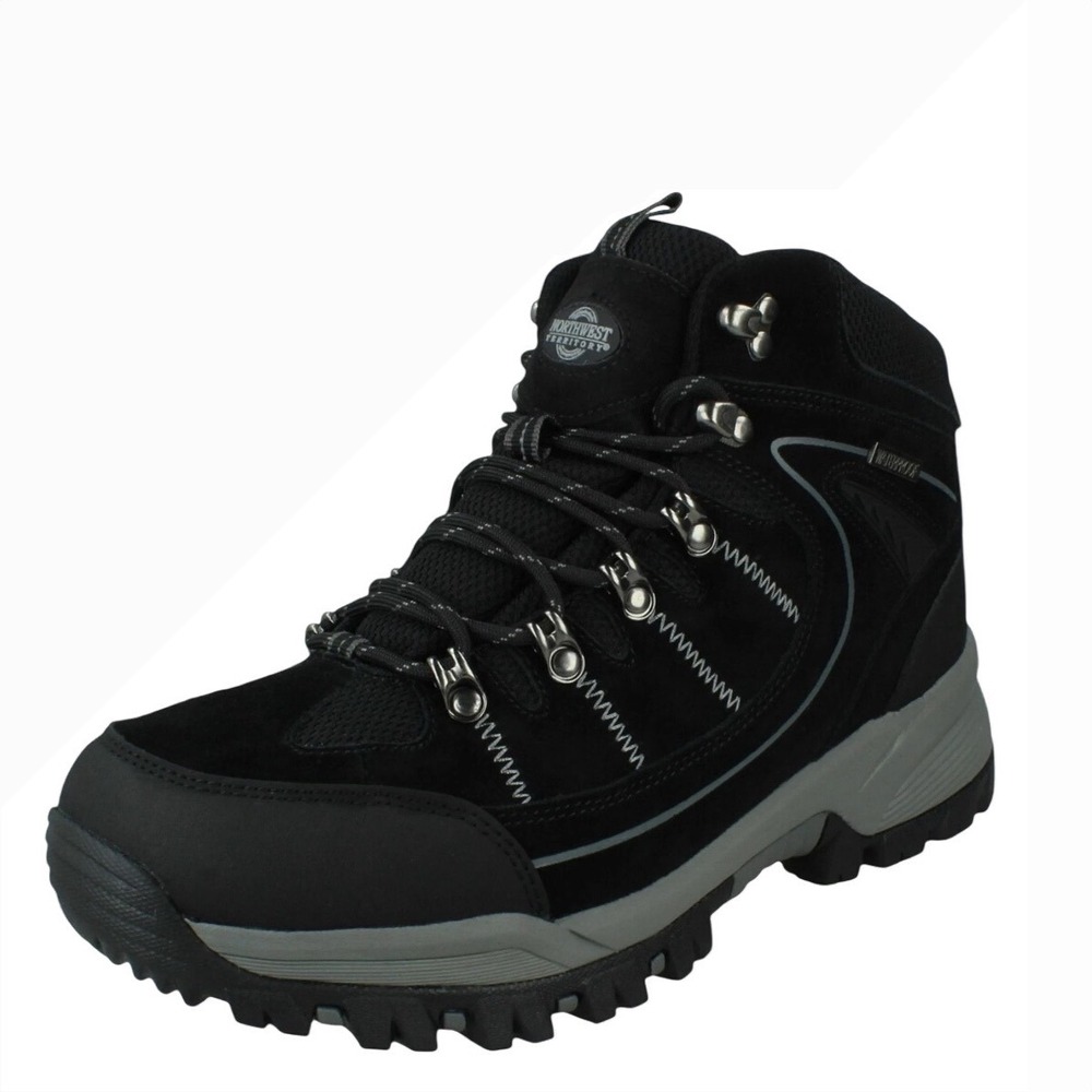 Wantdo Mens Hiking Boots Black Waterproof Suede Trail‎ Shoes XD9314M Size 10
